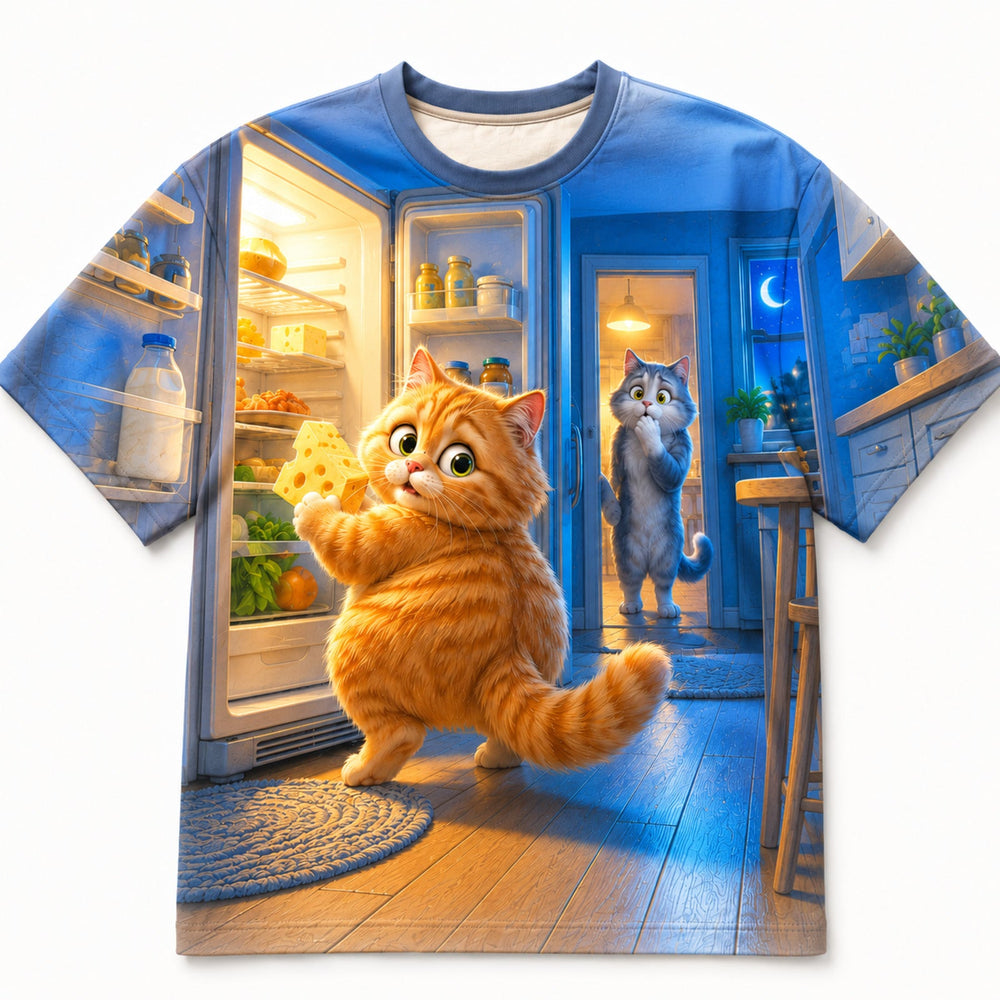 Midnight Fridge Raid Vintage T-Shirt single front view — The Fluffy Fam