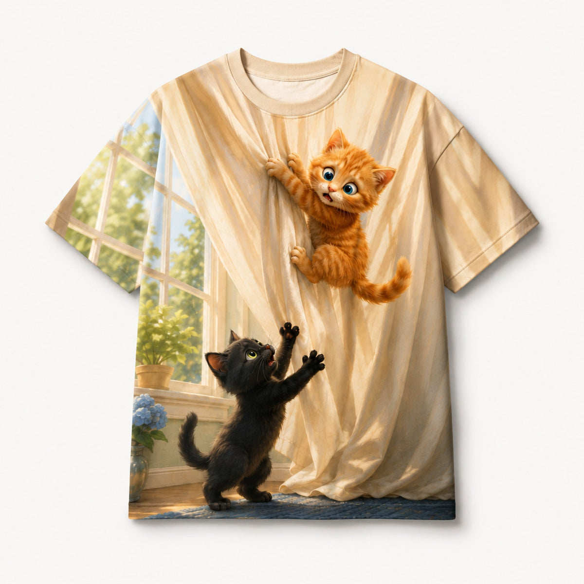 Curtain Climb Emergency Vintage T-Shirt single front view — The Fluffy Fam
