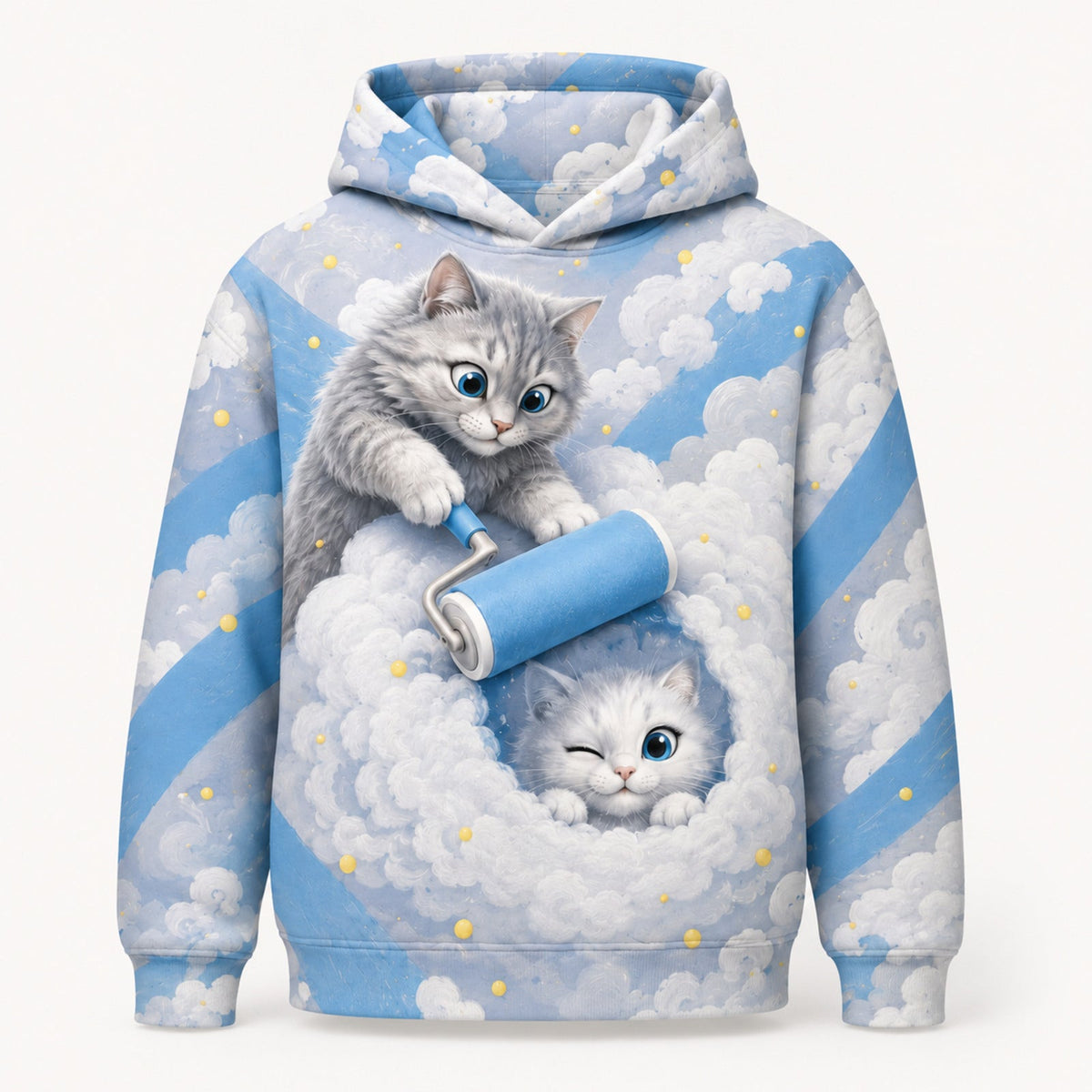 Lint Cloud Reveal Pullover Hoodie single front view — The Fluffy Fam