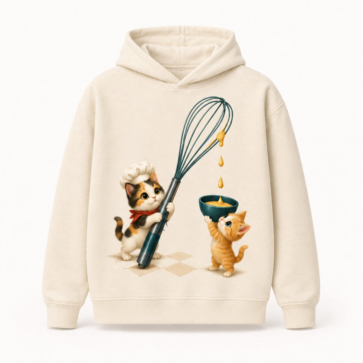 Tiny Chef, Giant Whisk Pullover Hoodie single front view — The Fluffy Fam