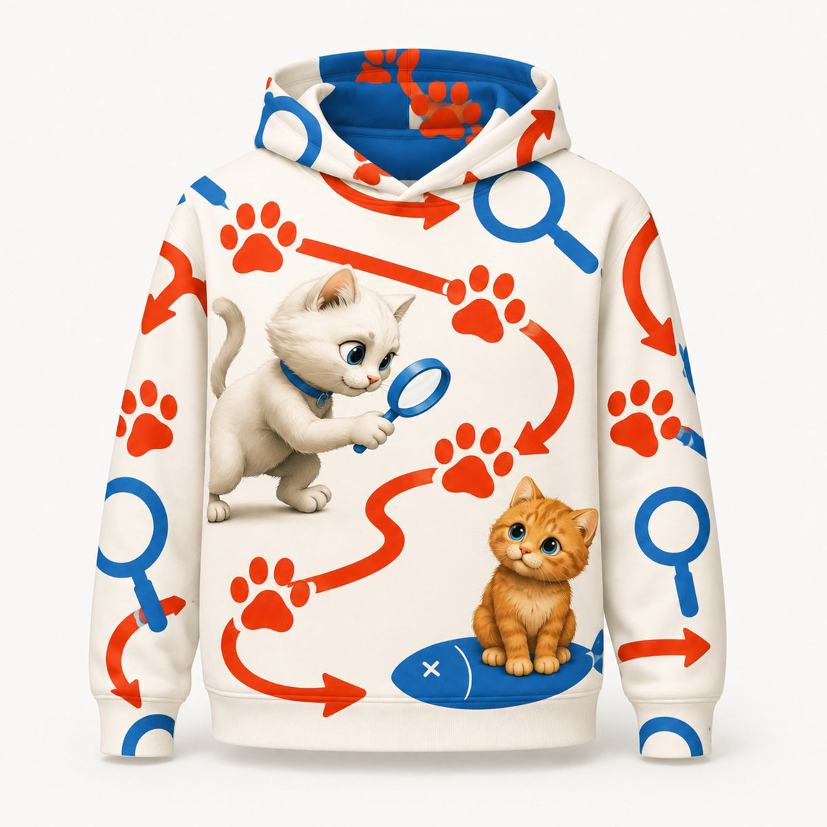 Pawprint Evidence Loop Pullover Hoodie single front view — The Fluffy Fam