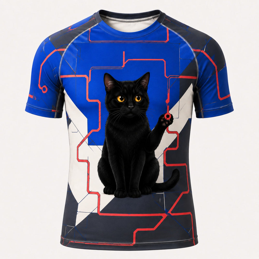 Laser Maze Auditor Short-Sleeve Compression Shirt single front view — The Fluffy Fam