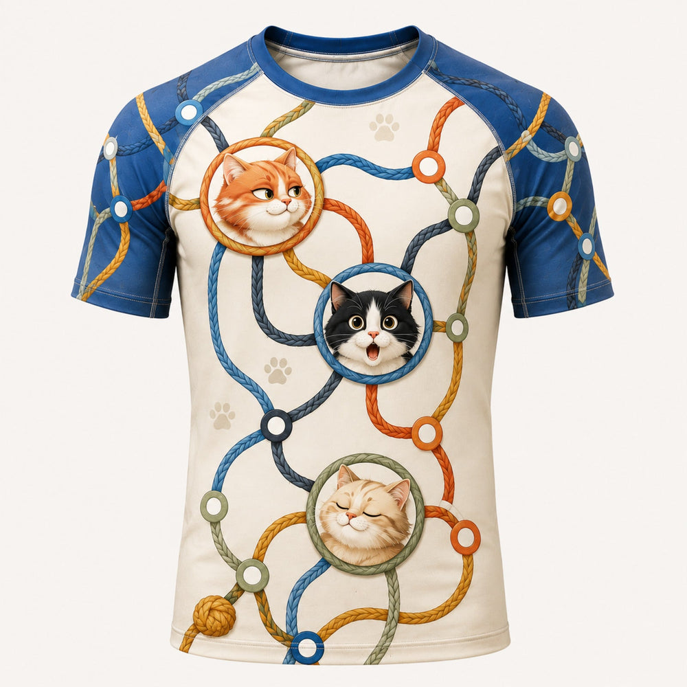 Nine-Life Transit Map Short-Sleeve Compression Shirt single front view — The Fluffy Fam