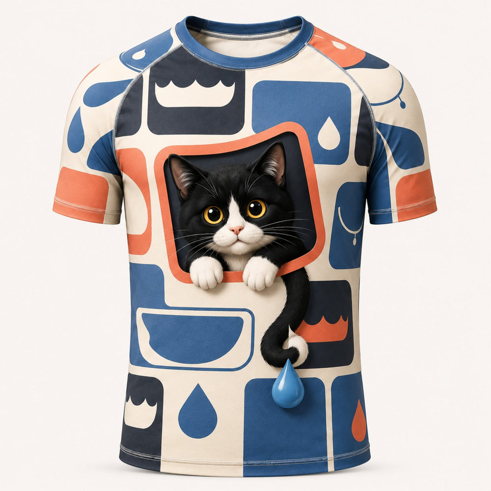 Care Label Rebel Short-Sleeve Compression Shirt single front view — The Fluffy Fam