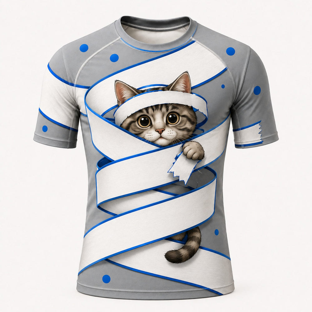 Paper Roll Spiral Short-Sleeve Compression Shirt single front view — The Fluffy Fam