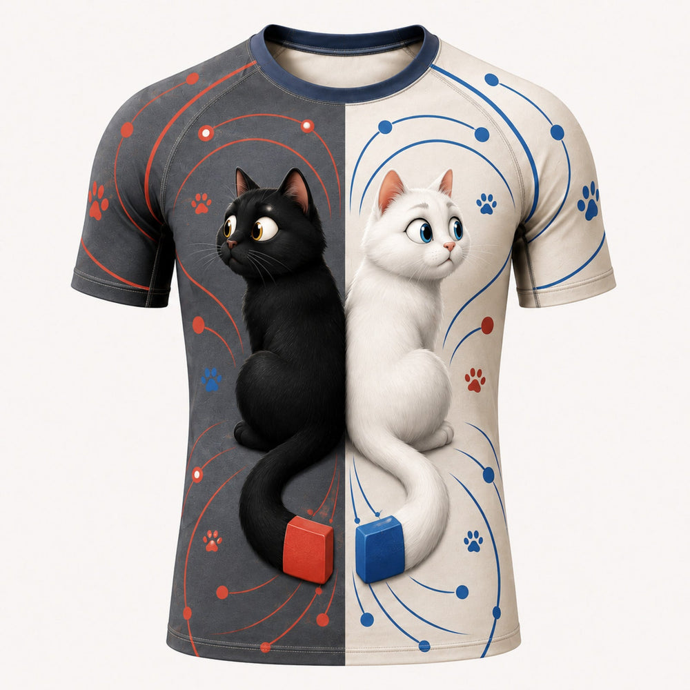 Magnetic Tail Mix-Up Short-Sleeve Compression Shirt single front view — The Fluffy Fam