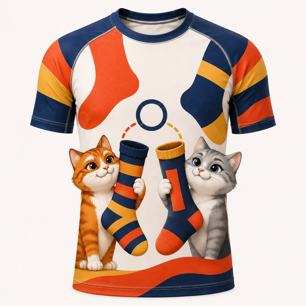 Sock Pair Fraud Short-Sleeve Compression Shirt single front view — The Fluffy Fam