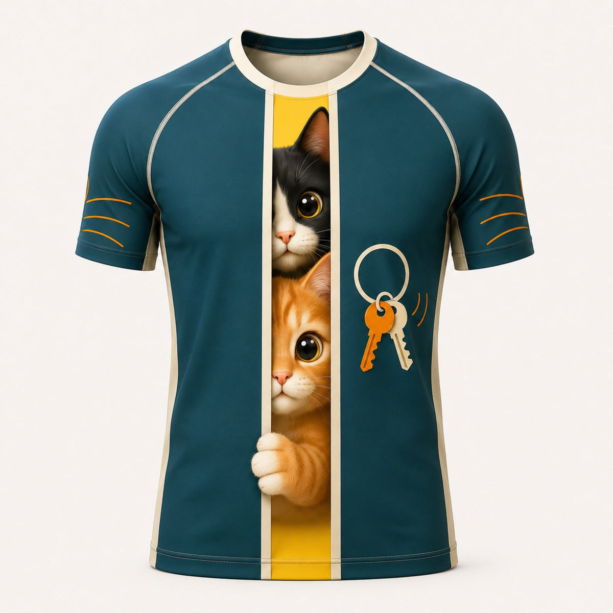 Door Gap Surveillance Short-Sleeve Compression Shirt single front view — The Fluffy Fam