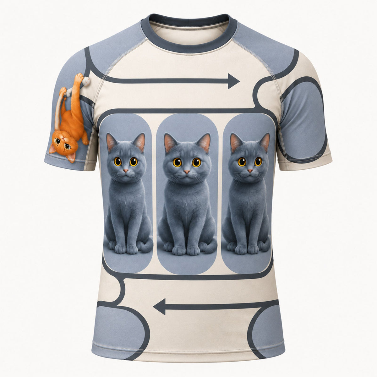Copy-Paste Cat Error Short-Sleeve Compression Shirt single front view — The Fluffy Fam