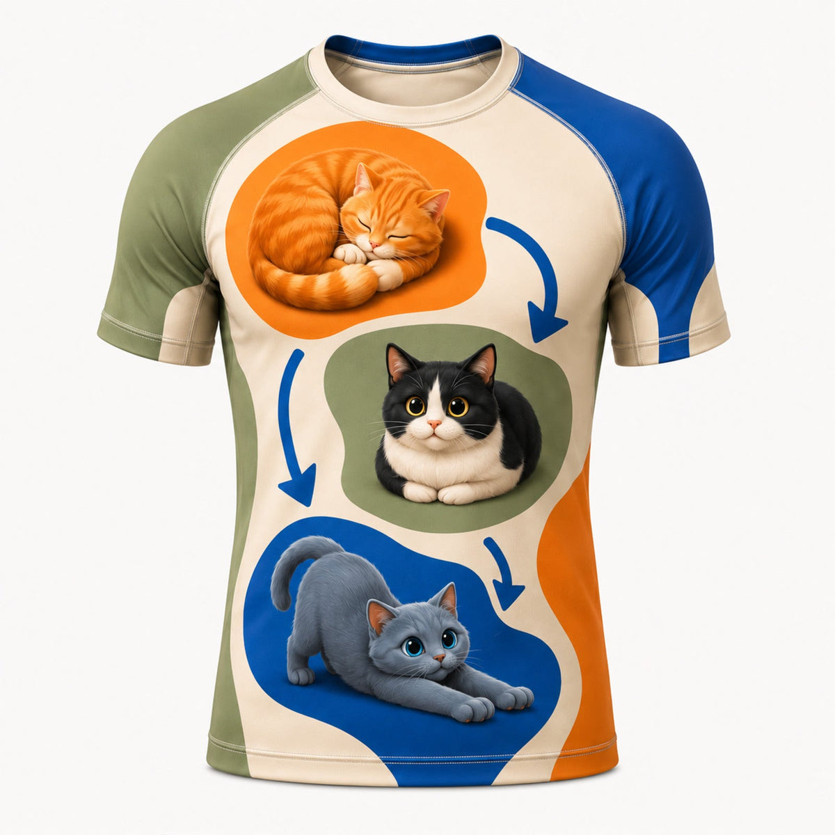 Folding Instructions Cats Short-Sleeve Compression Shirt single front view — The Fluffy Fam