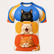 Cat Stack Status Light Short-Sleeve Compression Shirt single front view — The Fluffy Fam