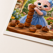 Acorn Cup Stack unframed art print, representative matte paper and print texture detail