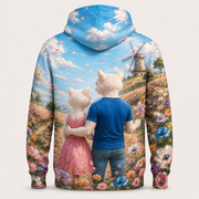 Anemone Windmill Hill — All-Over Print Hoodie — inferred back view from approved front artwork — The Fluffy Fam