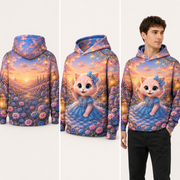 Aster Cloud Watch — All-Over Print Hoodie — inferred back, side and adult model views from approved front artwork