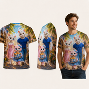 Bakery Shortcut Bundle — All-Over Print T-Shirt — inferred back, side and adult model views from approved front artwork
