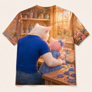 Bead Necklace Pattern — All-Over Print T-Shirt — inferred back view from approved front artwork — The Fluffy Fam