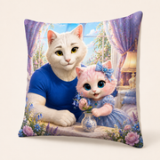 Representative reverse three-quarter view of Bedside Flower Vase double-sided throw pillow with matching artwork
