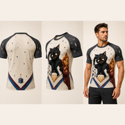 Birthday Plot Twist Short-Sleeve Compression Shirt — inferred back, side and adult model views from approved front artwork