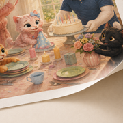 Birthday Table Before Guests Arrive unframed art print — premium matte paper and giclée-style texture detail