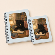 Representative A5 and B5 Black Kitten Quiet Thoughts notebook size comparison; options sold individually