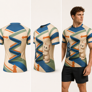 Blanket Claim Diagram Short-Sleeve Compression Shirt — inferred back, side and adult model views from approved front artwork