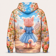 Blue Ukulele Song — All-Over Print Hoodie — inferred back view from approved front artwork — The Fluffy Fam