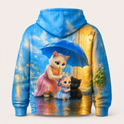 Blue Umbrella Promise Pullover Hoodie — inferred back view — The Fluffy Fam