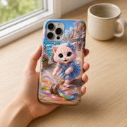 Boardwalk Ribbon Wheel tough phone case lifestyle hand-held view; representative product visualization, camera cutout varies by selected model