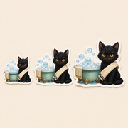 Bubble Bath Lifeguard die-cut sticker, representative 3, 4 and 5 inch size comparison; options sold individually