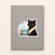 Bubble Bath Lifeguard die-cut sticker, representative application on a clean, dry, smooth closed notebook; notebook not included