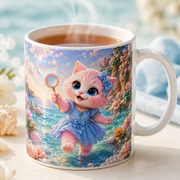 Representative usage visualization of Bubble Cove Treasure ceramic mug rim and glaze detail with a hot beverage