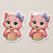 Representative matte and glossy Cake Smudge Face die-cut sticker finish comparison; options sold individually — The Fluffy Fam
