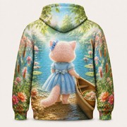 Canoe Basket Homecoming — All-Over Print Hoodie — inferred back view from approved front artwork — The Fluffy Fam