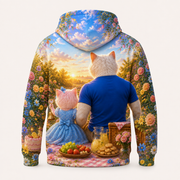 Celebration Picnic Bell — All-Over Print Hoodie — inferred back view from approved front artwork — The Fluffy Fam