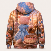 Chocolate Ribbon Loop — All-Over Print Hoodie — inferred back view from approved front artwork — The Fluffy Fam