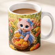 Representative visualization of Chrysanthemum Harvest ceramic mug rim, glaze and beverage detail