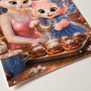 Cocoa Bun Snowfall unframed art print — premium matte paper, crescent sieve and cocoa bun detail