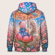 Cosmos Carousel Ride — All-Over Print Hoodie — inferred back view from approved front artwork — The Fluffy Fam