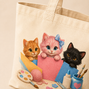 Natural Craft Day Carryall cotton canvas weave, reinforced top and handle stitching, and front print detail