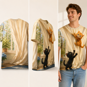 Curtain Climb Emergency Vintage T-Shirt — inferred back, side and adult model views from approved front artwork