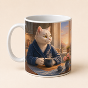 Representative visualization of the inferred reverse three-quarter view of the Dad Cat First Coffee ceramic mug