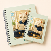 Representative A5 and B5 Dad Cat Fix-It Notes size comparison with navy wire; options sold individually