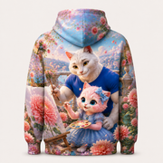 Dahlia Paint Easel all-over print hoodie — standalone back view