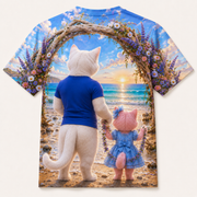Driftwood Garland Swing — All-Over Print T-Shirt — representative standalone rear view
