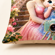 Representative Family Portrait Timer 100% polyester print, bottom seam and hidden zipper detail