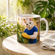 Representative visualization of Fern Leaf Polish ceramic mug in a bright plant-window lifestyle scene