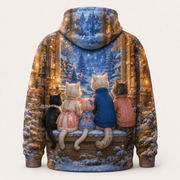 First Snow Window Pullover Hoodie — inferred back view — The Fluffy Fam