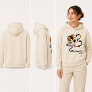 Fishbone Route Planner Pullover Hoodie — inferred back, side and adult model views from approved front artwork