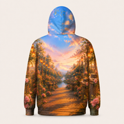 Flower-Knot Strength Pull all-over print hoodie — standalone back view