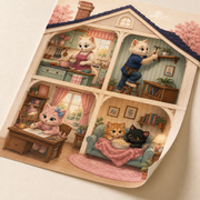 Four Rooms, One Home unframed matte art print paper edge and print texture detail; frame and mat not included
